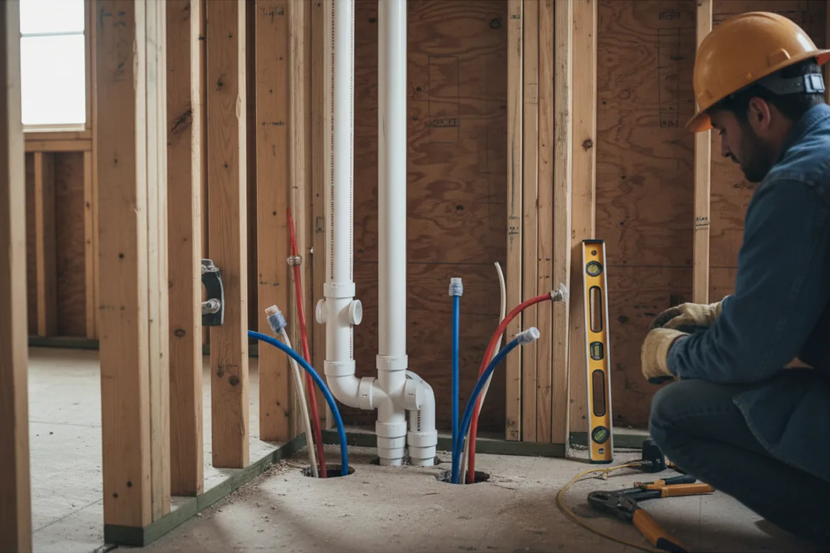 Drain and supply rough-in during Garbage Disposal Repair in North Carrollton