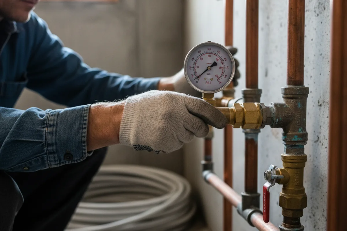 Pressure testing a repaired line during Water Line Repair in North Carrollton
